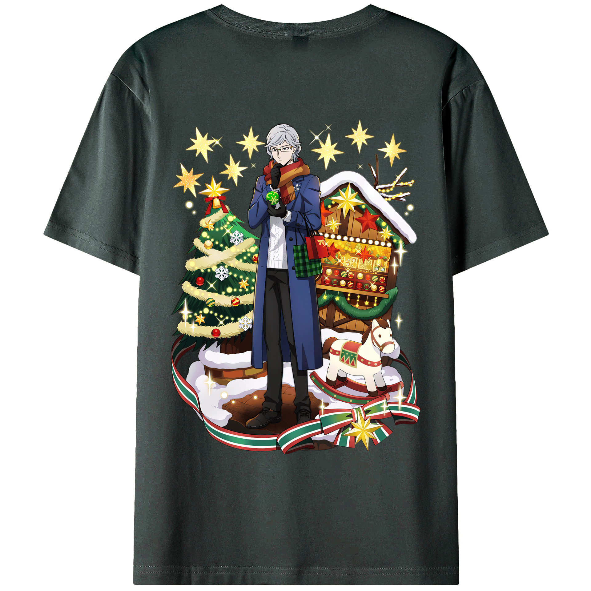 （画像用） 文豪ストレイドッグス Bungo Stray Dogs 綿100％ メンズ半袖Tシャツ（バックプリント） 通気性